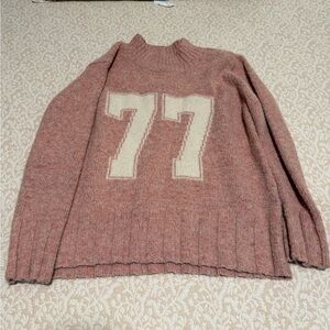 Women’s American Eagle Pink Sweater with Number 77